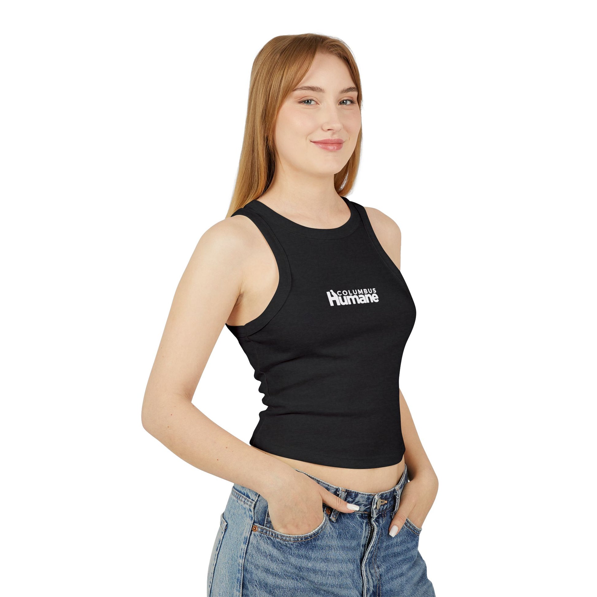 Columbus Humane Trendy Women's Micro Rib Racer Tank Top, Summer Fashion, Casual Wear, Beach Outfit, Gift for Her, Everyday Essential