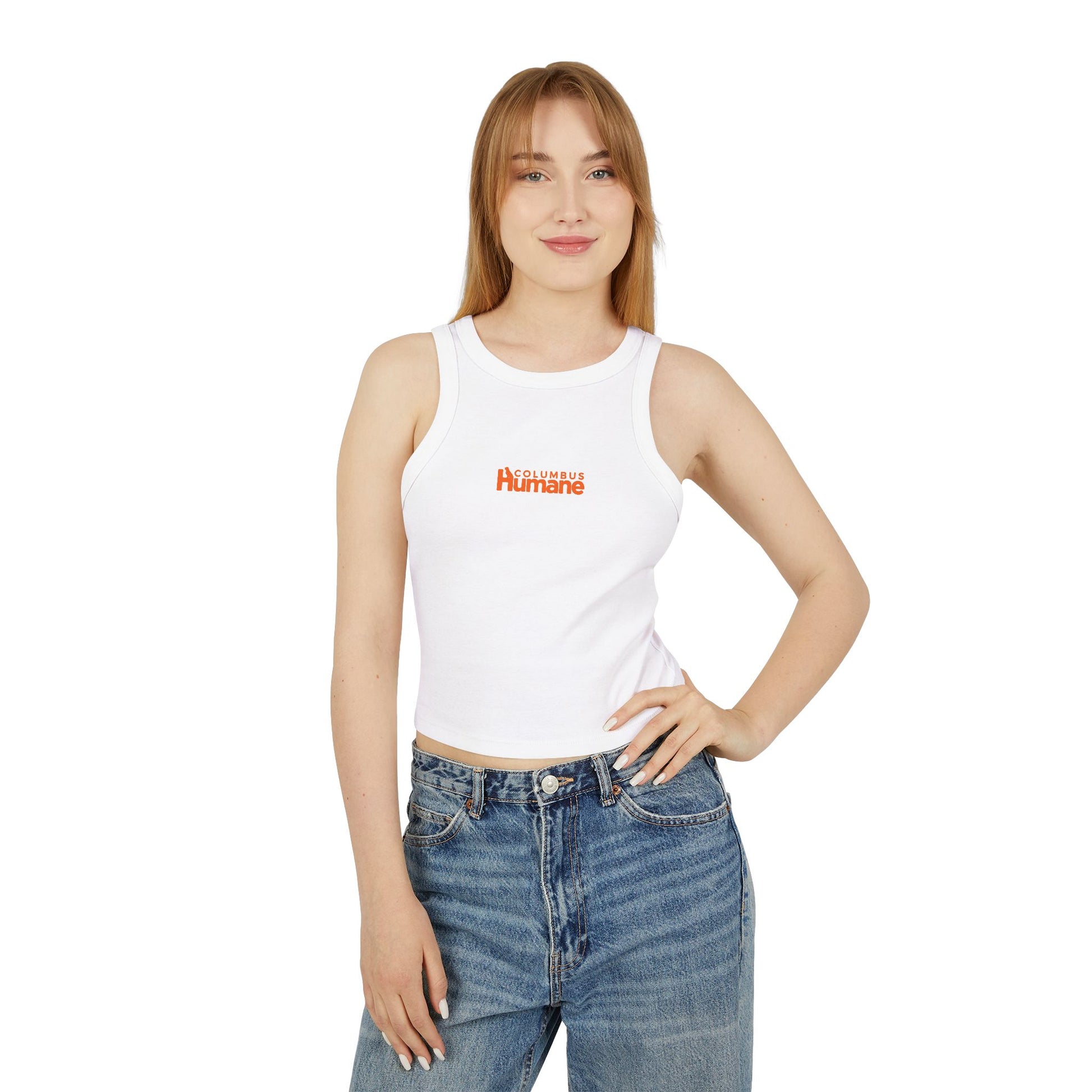 Columbus Humane Trendy Women's Micro Rib Racer Tank Top, Summer Fashion, Casual Wear, Beach Outfit, Gift for Her, Everyday Essential