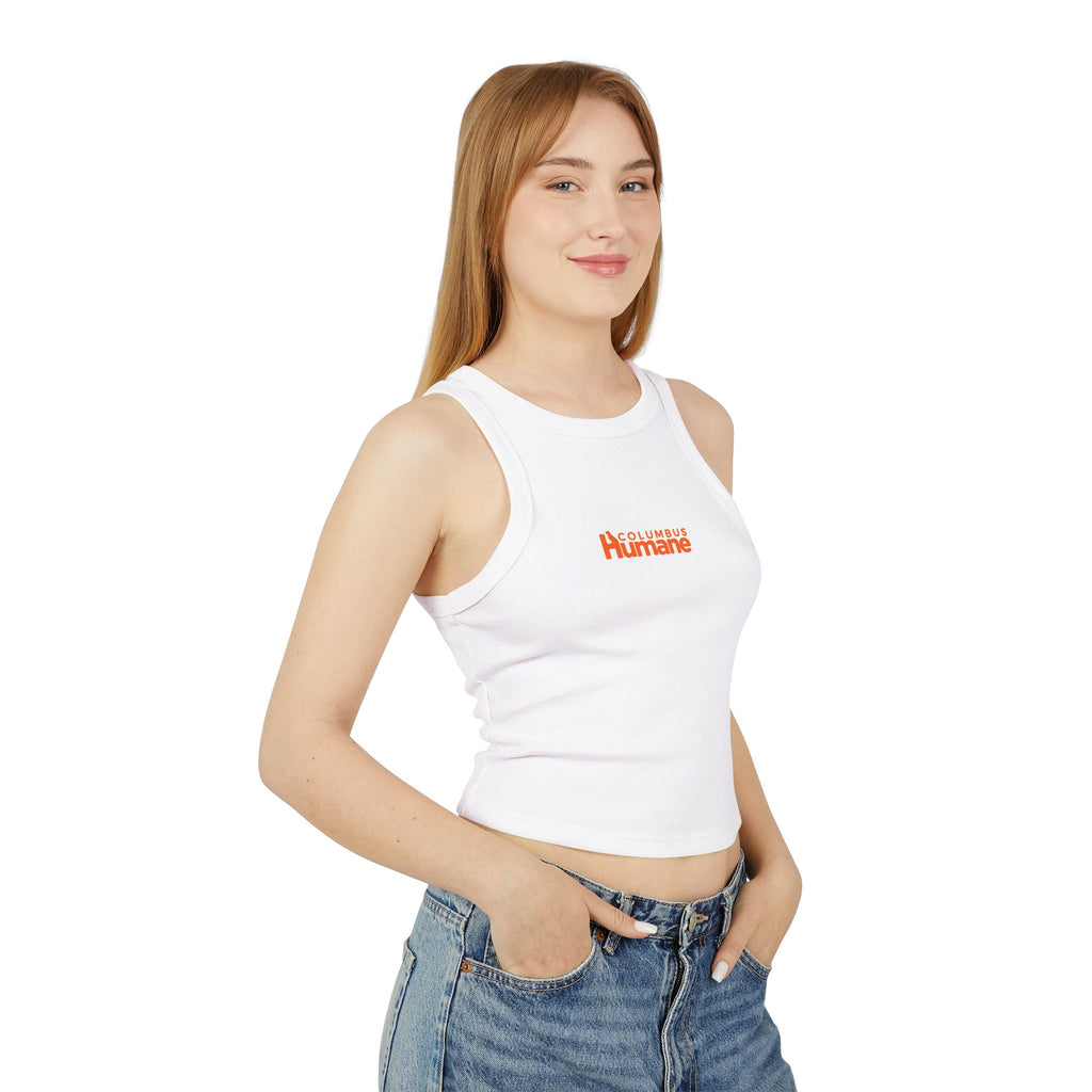 Columbus Humane Trendy Women's Micro Rib Racer Tank Top, Summer Fashion, Casual Wear, Beach Outfit, Gift for Her, Everyday Essential