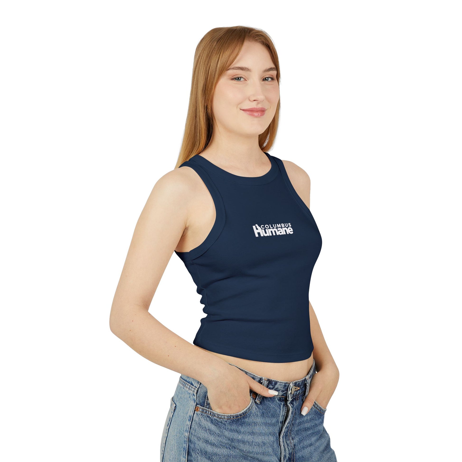 Columbus Humane Trendy Women's Micro Rib Racer Tank Top, Summer Fashion, Casual Wear, Beach Outfit, Gift for Her, Everyday Essential