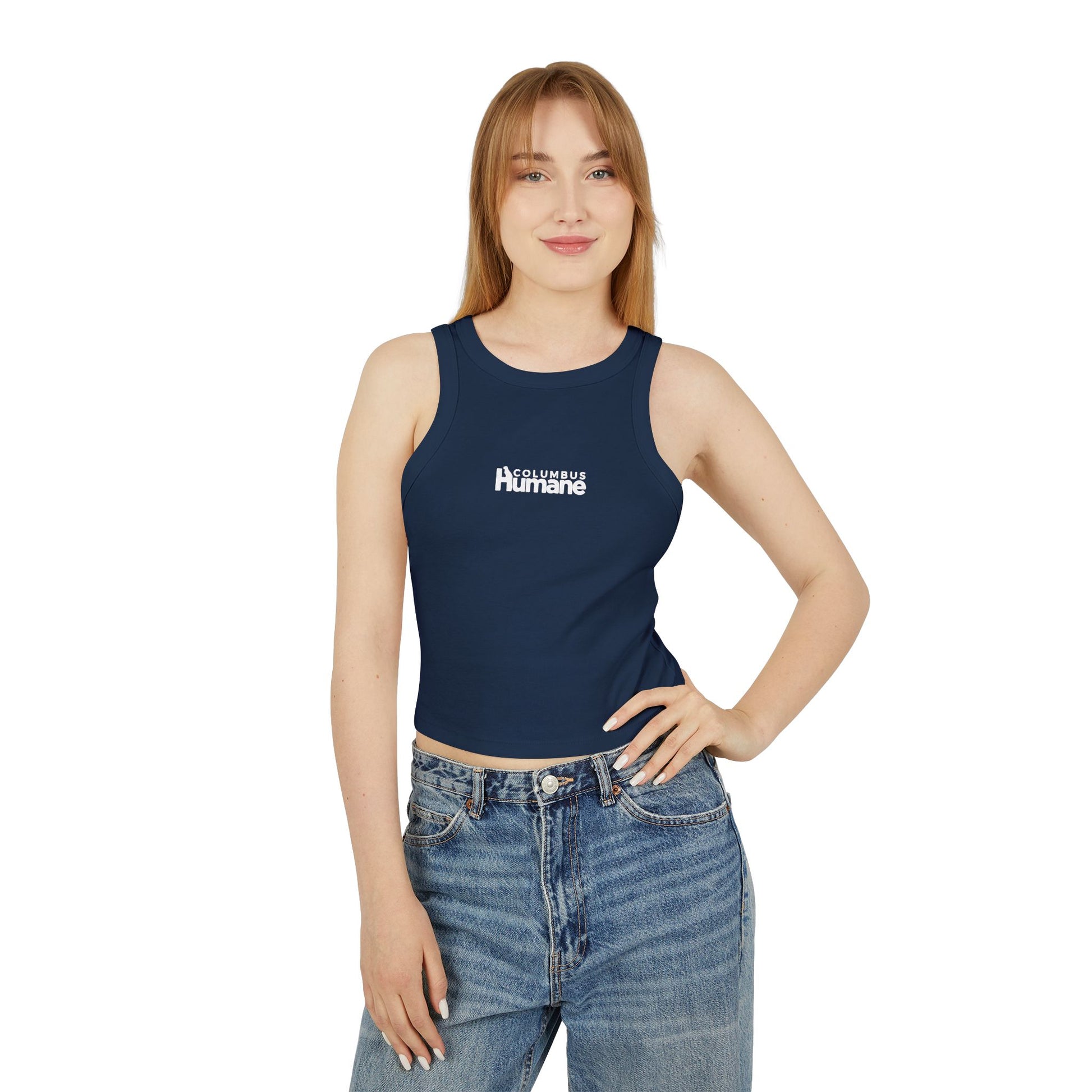 Columbus Humane Trendy Women's Micro Rib Racer Tank Top, Summer Fashion, Casual Wear, Beach Outfit, Gift for Her, Everyday Essential