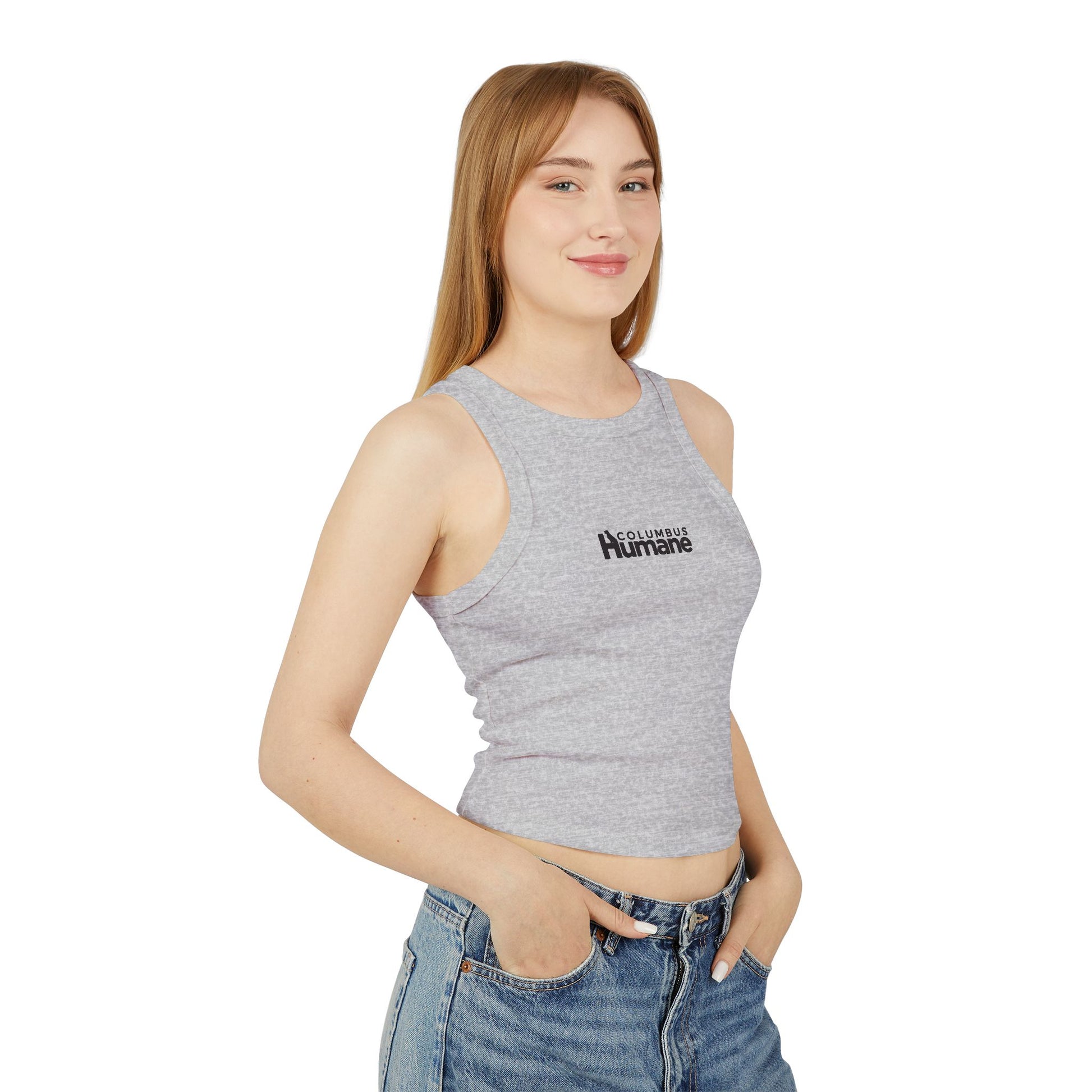 Columbus Humane Trendy Women's Micro Rib Racer Tank Top, Summer Fashion, Casual Wear, Beach Outfit, Gift for Her, Everyday Essential